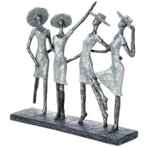 Casablanca decoratieve figuur sculptuur - decoratiefiguur vrouwen van poly - decoratie woonkamer vensterbank kast - kleur: antiek zilver 37 x 34 cm