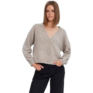 VERO MODA Vmdoffy Ls V-Neck Button Ganoos Cardigan Sweater voor dames, Sepia inkt/details: melange, XL