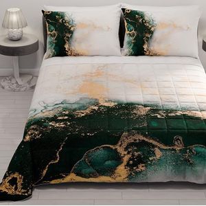 PETTI Artigiani Italiani - Sprei voor Frans bed, 220 x 260 cm, 100 g/m², omkeerbaar, voor Frans bed, licht dekbed, smaragdmarmer, 100% Made in Italy