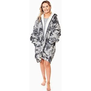 Dreamscene Stropdas gekleurde oversized hoodie rits dames sherpap fleece draagbare deken vest trui gigantische trui, blush carbon, Grafietgrijs, One size