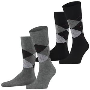 Burlington Heren Sokken Everyday Argyle M So katoen gedessineerd 2 paar, Grijs Light Grey Melange 3390, 40-46