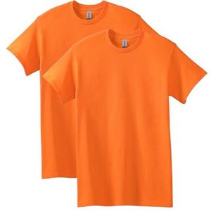 GILDAN Men's Heavy Cotton Adult T-Shirt, 2-Pack, Safety Orange, X-Large