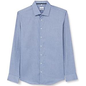 Seidensticker Men's Slim Fit shirt met lange mouwen, blauw, 43, blauw, 43