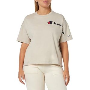 Champion Legacy American Classics W-Big Logo Light Cotton Jersey S-s Oversized Crewneck T-Shirt Dames, Zilver Grijs, S