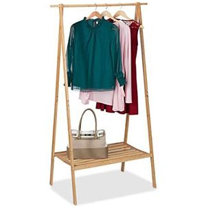 Relaxdays kledingrek bamboe - kledinggarderobe - 170x100 cm - roede - inklapbaar - natuur