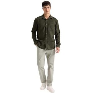 DeFacto Chinobroek voor heren, stijlvolle en comfortabele herenbroek, klassieke chinobroek voor een modieuze look en de hoogste, khaki, 36W / 30L