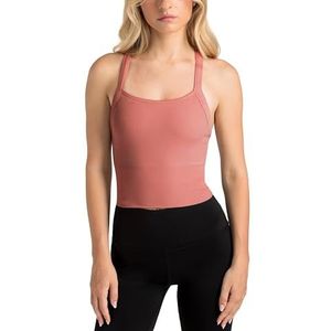 Aruki Vrouwen Seamless Geribde Sportbeha - Naadloze Ribgebreide Zachte Sportbeha, Ondersteunende Sportbeha voor Training, Gym, Yoga, Pilates – Mahogany – Large