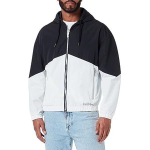 Armani Exchange Omkeerbaar herenjack met capuchon, tweekleurig, casual fit shell jack, zwart/wit, XXL