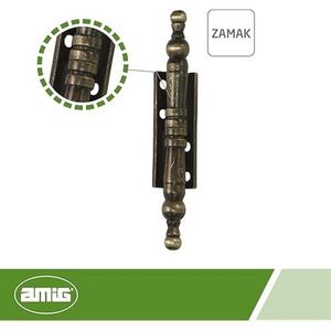 amig Decoratief afneembaar scharnier met eindstuk, van Zamak, lederen afwerking voor klapdeuren van kasten en andere meubels, 100 x 50 mm