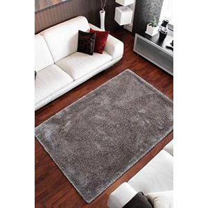 One Couture Hoogpolig tapijt Shaggy tapijten pluizig gezellig glans zilver grijs woonkamer tapijt eetkamer tapijt tapijtloper gangloper, grootte: 160cm x 230cm