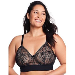 Glamorise Dames Luxe Lace Bralette Wirefree #7012 BH met volledige afdekking, zwart, 85DD, zwart, 85E