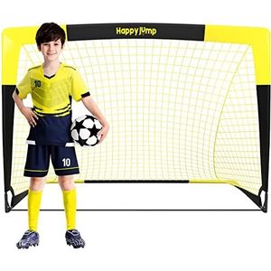 Happy Jump Voetbaldoel pop-up voetbal net post voor kinderen tuin voetbal training cadeau 1 Pack (4'x3.01', zwart+geel)..