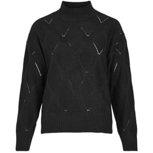 Vila Dames Viaugie Highneck L/S Knit Top, zwart beauty, M