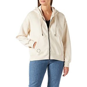 camel active Sweatshirt met capuchon voor dames van katoen, Crème, XS
