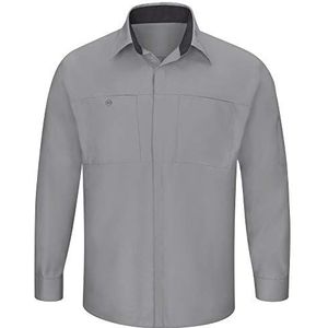 Red Kap Men's Long Sleeve Performance Plus Shop Shirt with OilBlok Technology, Light Grey with Charcoal Mesh, 2X-Large/Tall