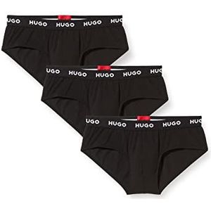 HUGO Hipbrief TRIPLETPACK voor heren, driedelige slips van stretchkatoen met logo op de tailleband, New - Black1, XS