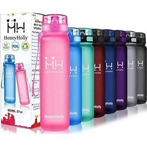 HoneyHolly Drinkfles, sport, lekvrij, BPA-vrij, 1 liter drinkfles, drinkfles geschikt voor koolzuurhoudende dranken, Tritan kunststof met filter, waterfles 1 l, voor fitness, sport, gym, yoga, gym