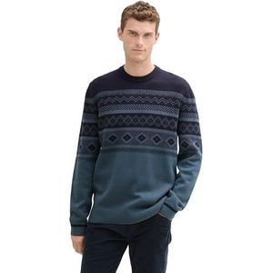 TOM TAILOR heren trui, 36962 - Stormy Blue Navy Fair Isle, M