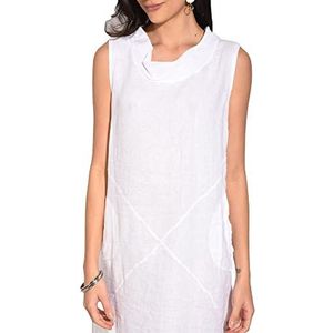 Bonateks Damesjurk, 100% linnen, gemaakt in Italië, middellang, ronde hals, schoudervrij, lichtgrijs, maat: M, Lichtgrijs, M