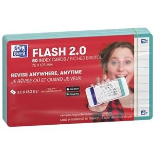 Oxford Flash 2.0 Flashcards A7 gelijnd mint groen pak 80 kaartjes,muntgroen