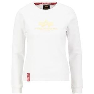 ALPHA INDUSTRIES New Basic Sweater WMN Foil Print Hoodie Sport Dames, wit/geelgoud, M