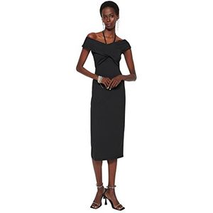 Trendyol Dames Bodycon getailleerde gebreide jurk, zwart, 40, Zwart, 38