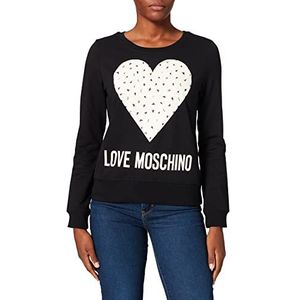 Love Moschino Dames slim fit ronde hals lange mouwen sweatshirt, zwart, 44