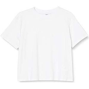 Build Your Brand Cropped Jersey T-shirt voor meisjes, wit, 110-116