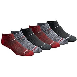 Saucony Multi-Pack Mesh Ventilating Comfort Fit Performance No-Show Sokken voor heren, Zwart Rood Assorti (6 paar), XL