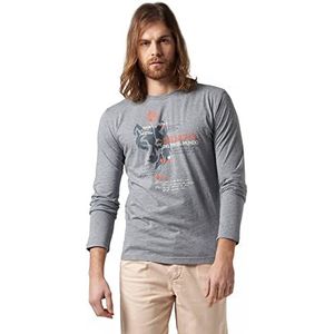 La Martina - Printed cotton T-shirt, Medium Heather Grey, Man, M