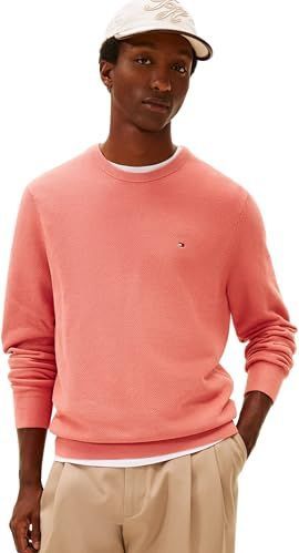 Tommy Hilfiger Heren Essential Structure Crew Neck MW0MW36347 Pullover Sweater, Roze, XS, Roze (Camellia Blush), XS