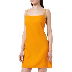 Koton Verstelbare strappy mini linnen jurk voor dames, oranje (200), 38