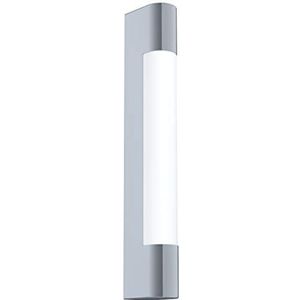 EGLO Tragacete Led-wandlamp, 1 lichtpunt, led-spiegellamp van roestvrij staal en kunststof, badkamerlamp in chroom, wit, IP44, L: 35 cm