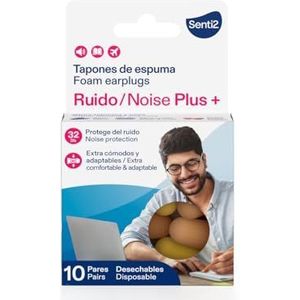Senti2 Oordopjes van schuimrubber, extra comfortabel en aanpasbaar, 20 stuks (10 paar)