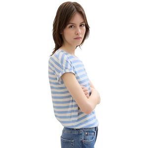 TOM TAILOR Denim T-shirt voor dames, 35332 - Mid Blue White Stripe, XL