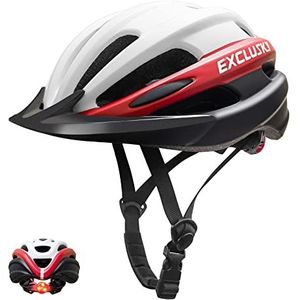 Exclusky Fietshelm voor heren, CE-gecertificeerd, fietshelm met vizier en licht, fietshelm, dames, fietsen, verstelbaar, sport, voor BMX, scooter (56-61 cm)
