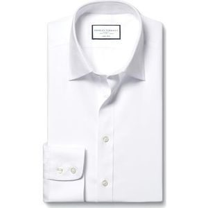 Charles Tyrwhitt Cutaway kraag strijkvrij twill katoen formeel overhemd - wit enkele manchet maat 16.5/33