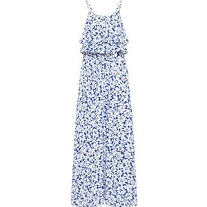 Sookie Dames maxi-jurk met bloemenprint 19222815-SO01, BLAUW Wit, M, blauw-wit, M