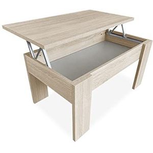 Duérmete Online 0 salontafel, openklapbaar, voor woonkamer of eetkamer, kleur: cambria, afmetingen: 90 cm (breedte) x 50 cm (diepte) x 46-57 cm (hoogte) van hout, 90 x 50 x 46/57 cm (hoogte)