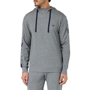 Emporio Armani Iconische Terry Hooded Sweater Lange Mouwen, Medium Melange Grijs, M