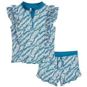 Playshoes - Tweedelig Zwemshirt - Bloemen - Petrol - UV-bescherming 50+