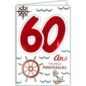 Age Mv 69-2037 verjaardagskaart 60 jaar heren dames motief zee anker kompas roer
