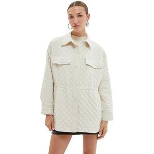 Koton Damesshirt met lange mouwen en knoopsluiting, zak met ceintuur, BEIGE(050), 36