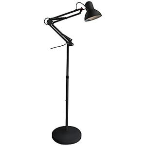 wonderlamp - Avati draaibare staande lamp, staande lamp zwart, in hoogte verstelbaar, lichaam en kop draaibaar, lamp 1xE27