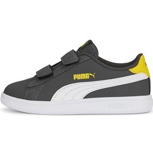 PUMA Smash V2 Buck V Ps Sneakers voor kinderen, uniseks, Asphalt Puma White Pelé Yellow, 35 EU