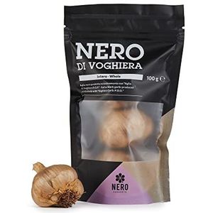 NERO FERMENTO NV Zwarte knoflook geproduceerd met knoflook van Voghiera D.O.P. 100 gr (3-4 bollen), Made in Italy, Zonder conserveringsmiddelen, Ideaal om rauw te gebruiken op salades of koude pasta