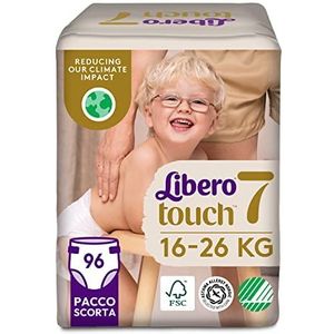 Libero Touch Open luiers voor kinderen, 96 luiers, maat 7, voor kinderen van 16-26 kg, 3 verpakkingen met 32 wegwerpluiers