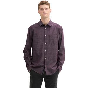 TOM TAILOR - 1043809 - Herenhemd - Paars - Katoenen Borstzak
