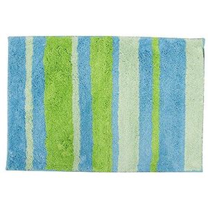 iDesign 60 x 90 cm Microfiber Stripz tapijt, blauw/groen