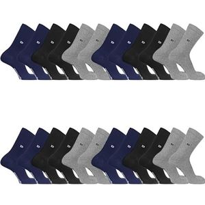 Pierre Cardin Herensokken, gekamd katoen, 12 stuks, hoge herensokken, zwart, grijs en blauw, maat 40/46, a, 40-46 EU